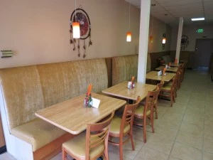 Cushioned Seats Line the Walls at Chente's Cushioned Seats Line the Walls at Chente's, TSM Photo